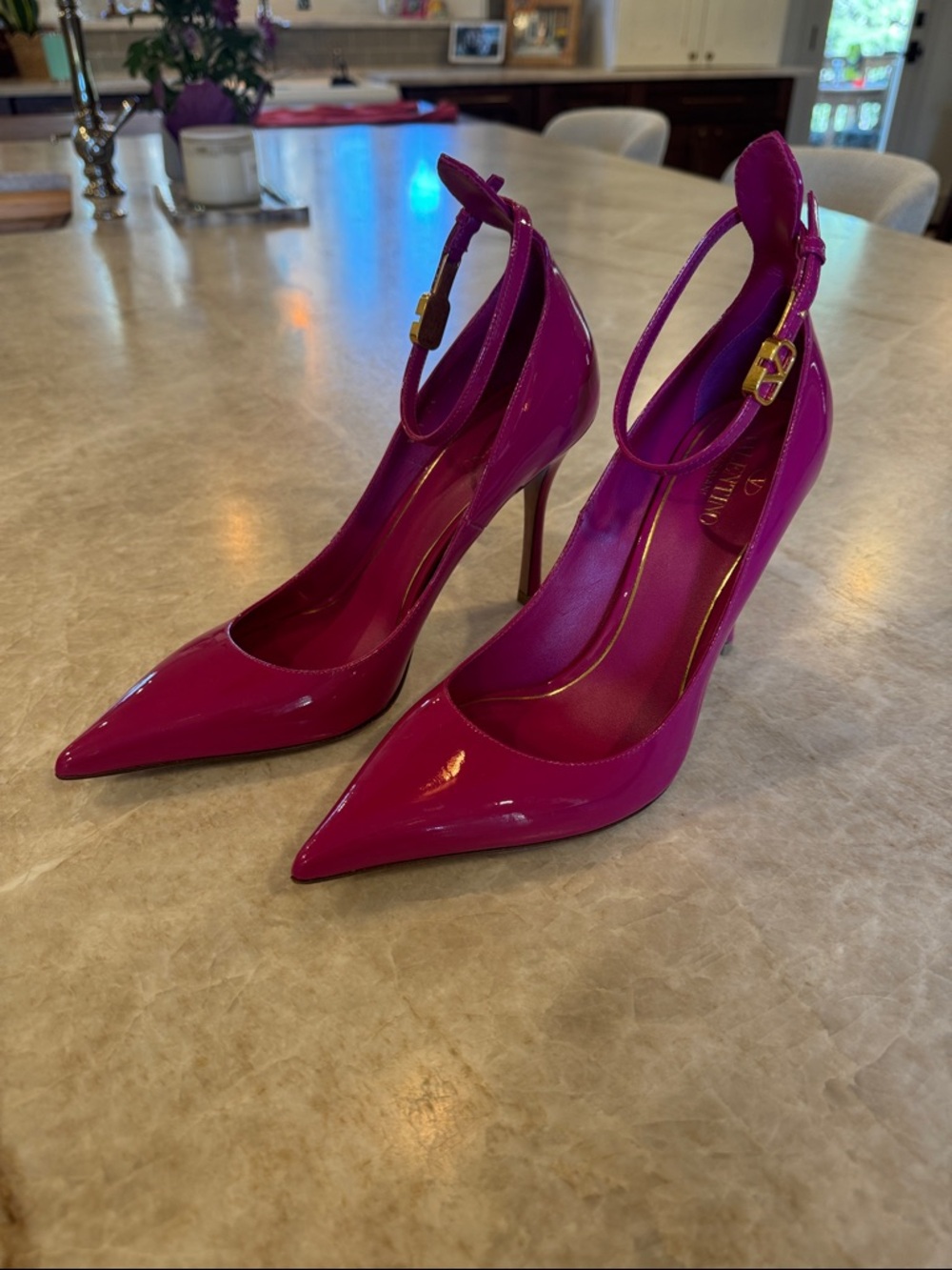 Valentino Tan Go Patent Leather Heels